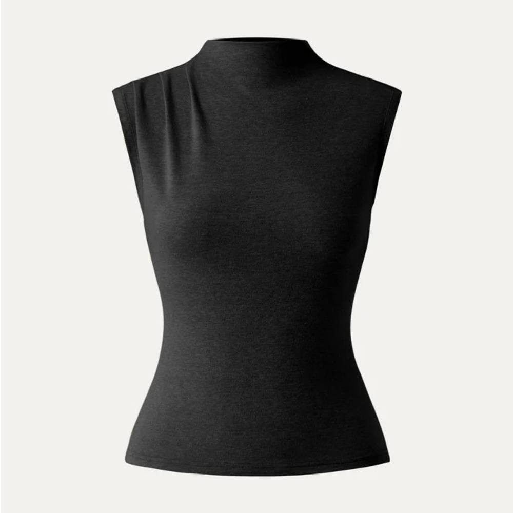 OGL Mockneck Tucks Tank - Black